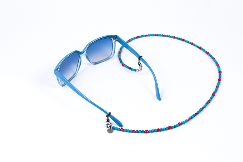Marta Gelmi 3Xte catena porta occhiali con pietre dure di turchese e coralli