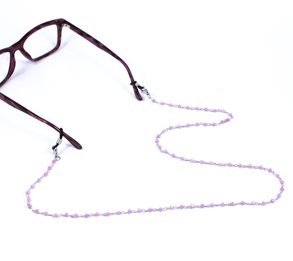 Marta Gelmi 3Xte collanina porta occhiali rosario perline rosa